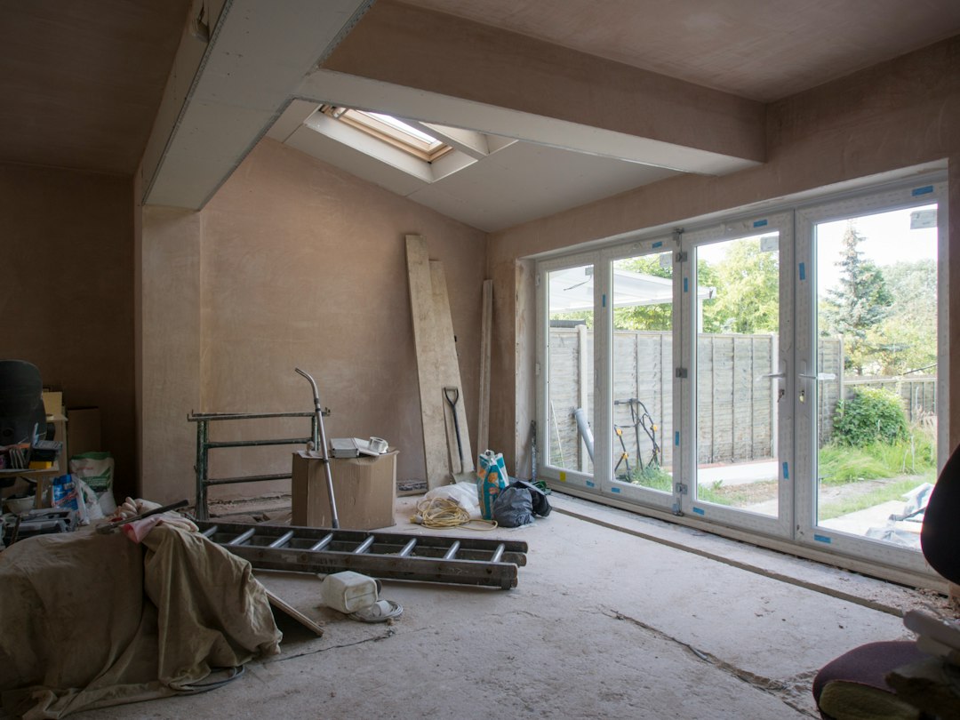 a room that is being remodeled with a skylight